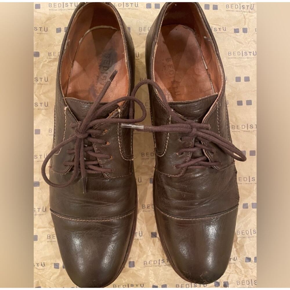 Bed|Stu Cobbler Series Distressed Brown Leather Classic Cap Toe Oxfords USA 10M